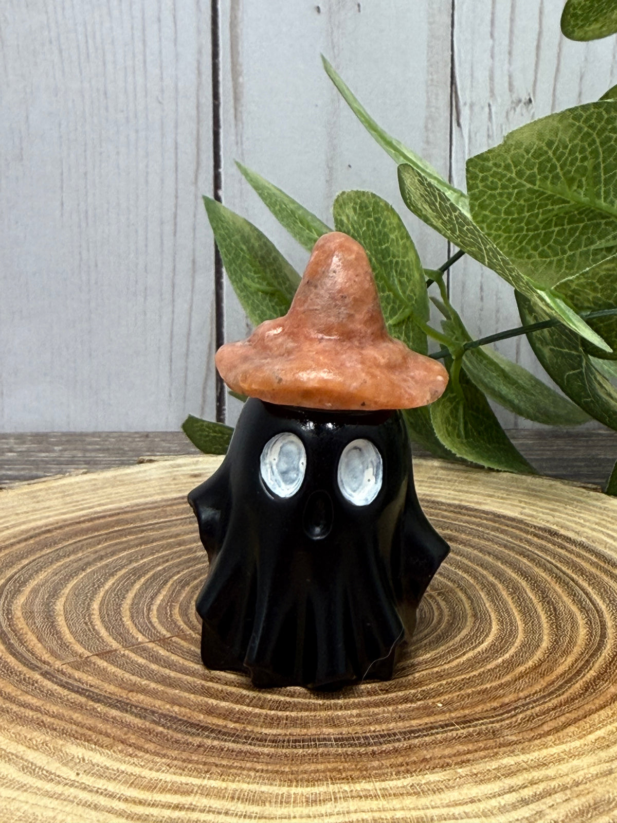 Obsidian Ghost Carving with Different Crystal Hats