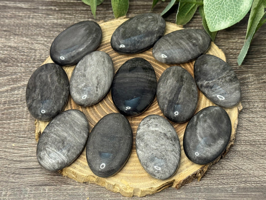 Obsidian - Silver Sheen Palm Stones