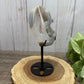 Fairy and Moon Carving on Stand - Druzy Agate