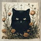 Black Cat Floral Pillow Case
