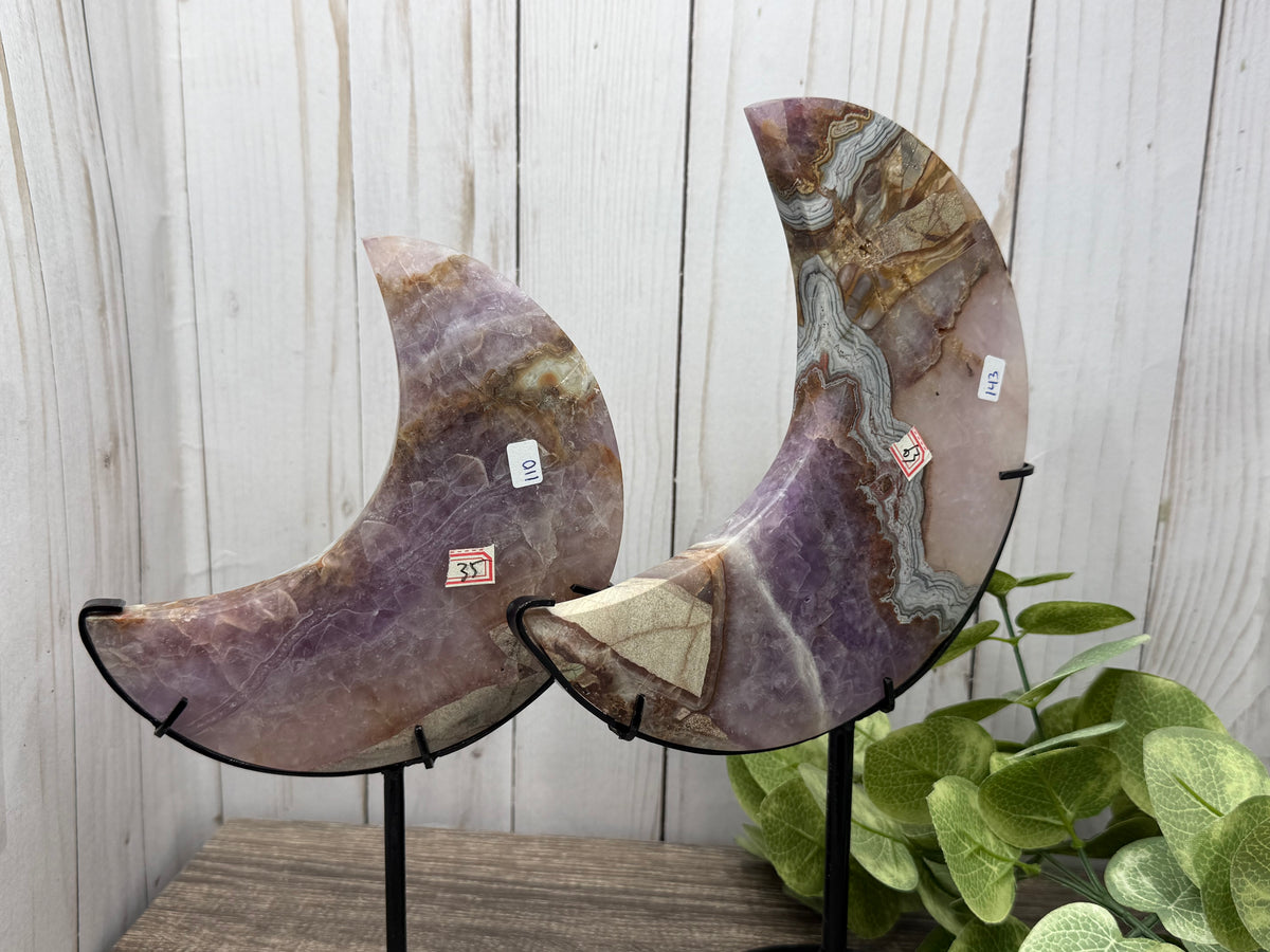 Amethyst & Agate Moons on Stands