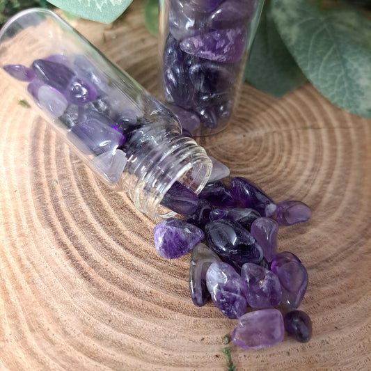 Chevron Amethyst Crystal Chip Bottle