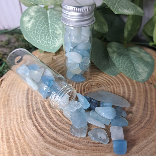 Aquamarine Crystal Chip Bottle