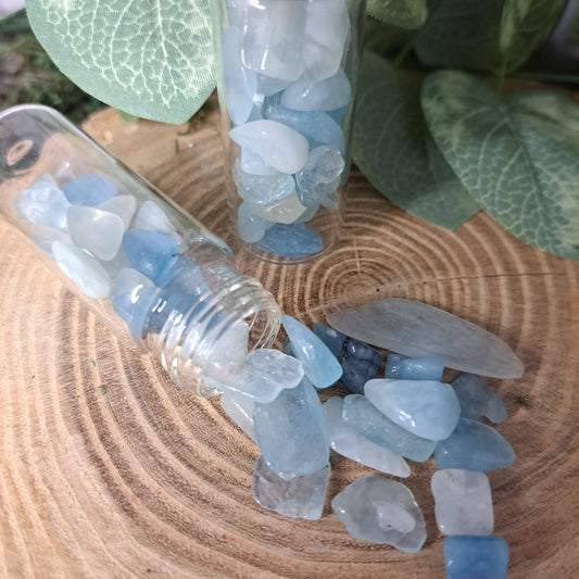 Aquamarine Crystal Chip Bottle