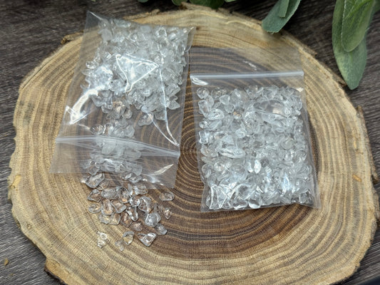 Clear Quartz Crystal Chip Bag