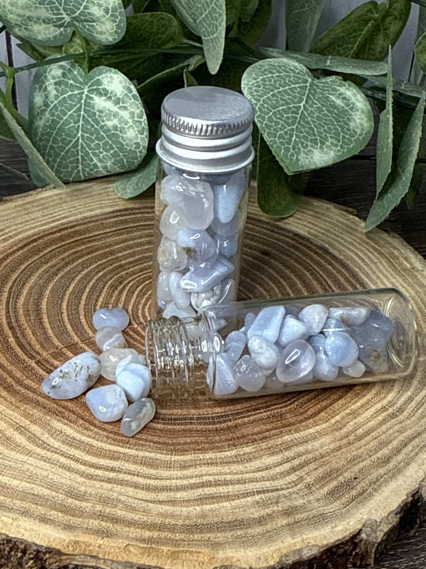 Blue Lace Agate Crystal Chip Bottle