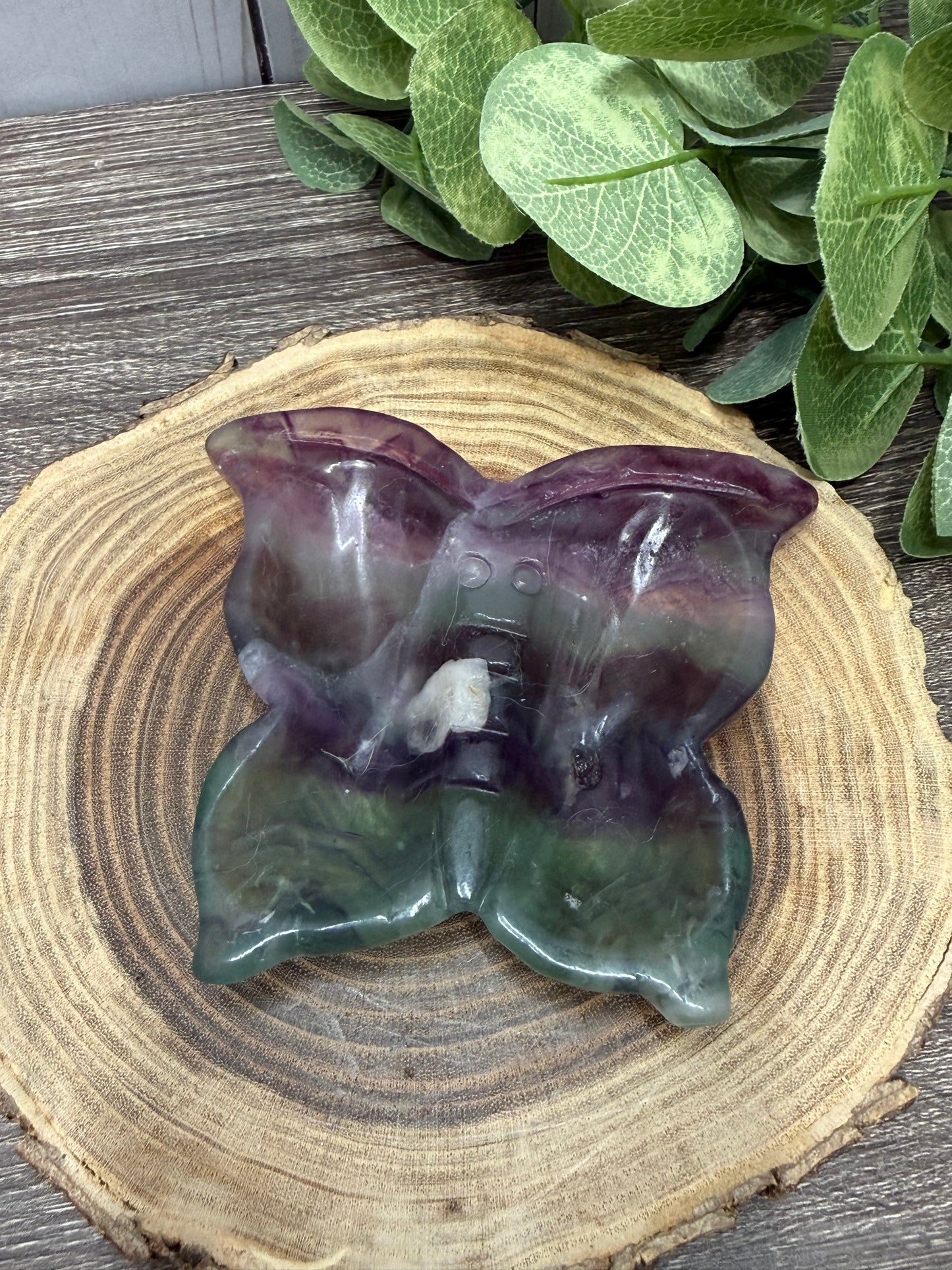 Butterfly Dish Carving - Fluorite