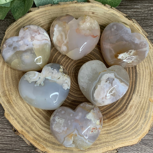 Flower Agate Hearts