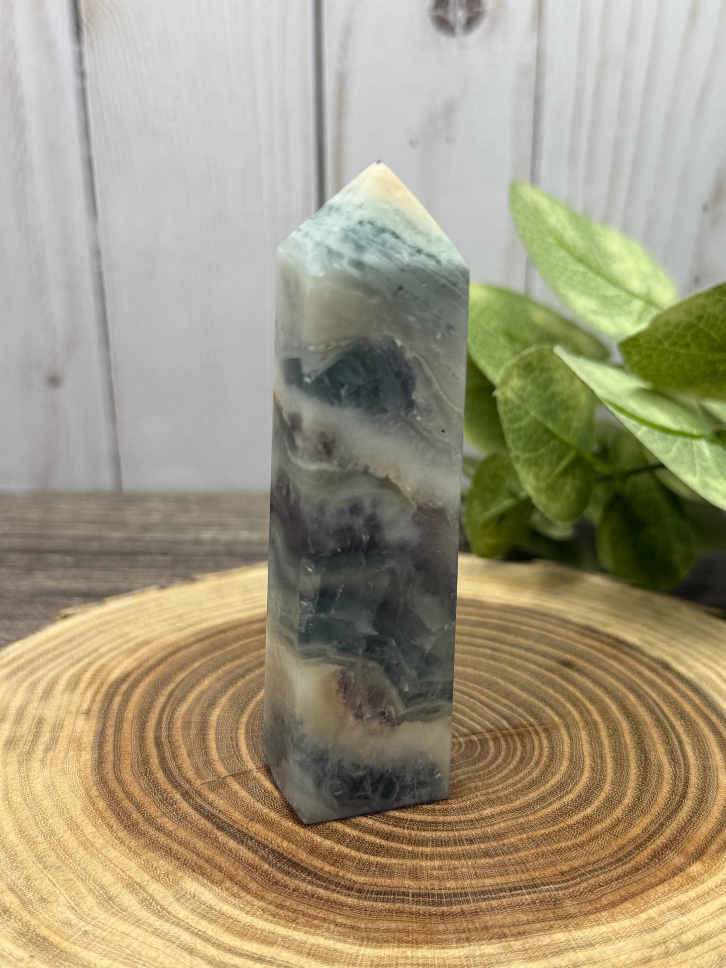 Fluorite Tower (green with a bit of purple, square style)