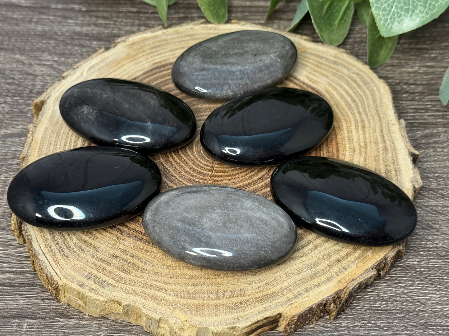 Obsidian - Silver Sheen Palm Stones