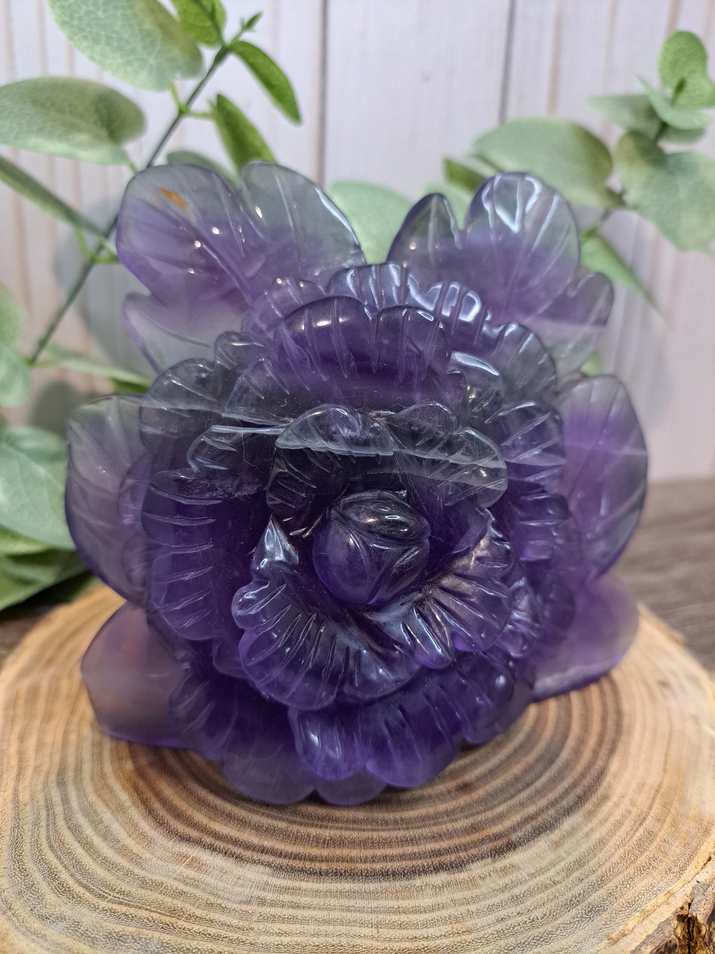 Fluorite Rose Carving