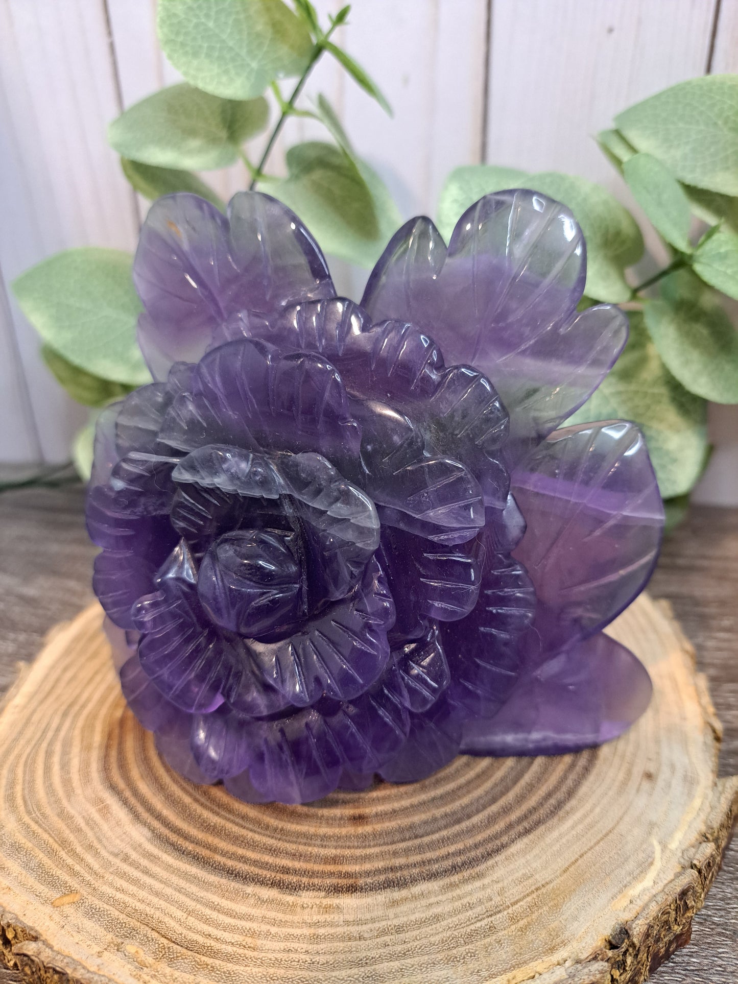 Fluorite Rose Carving