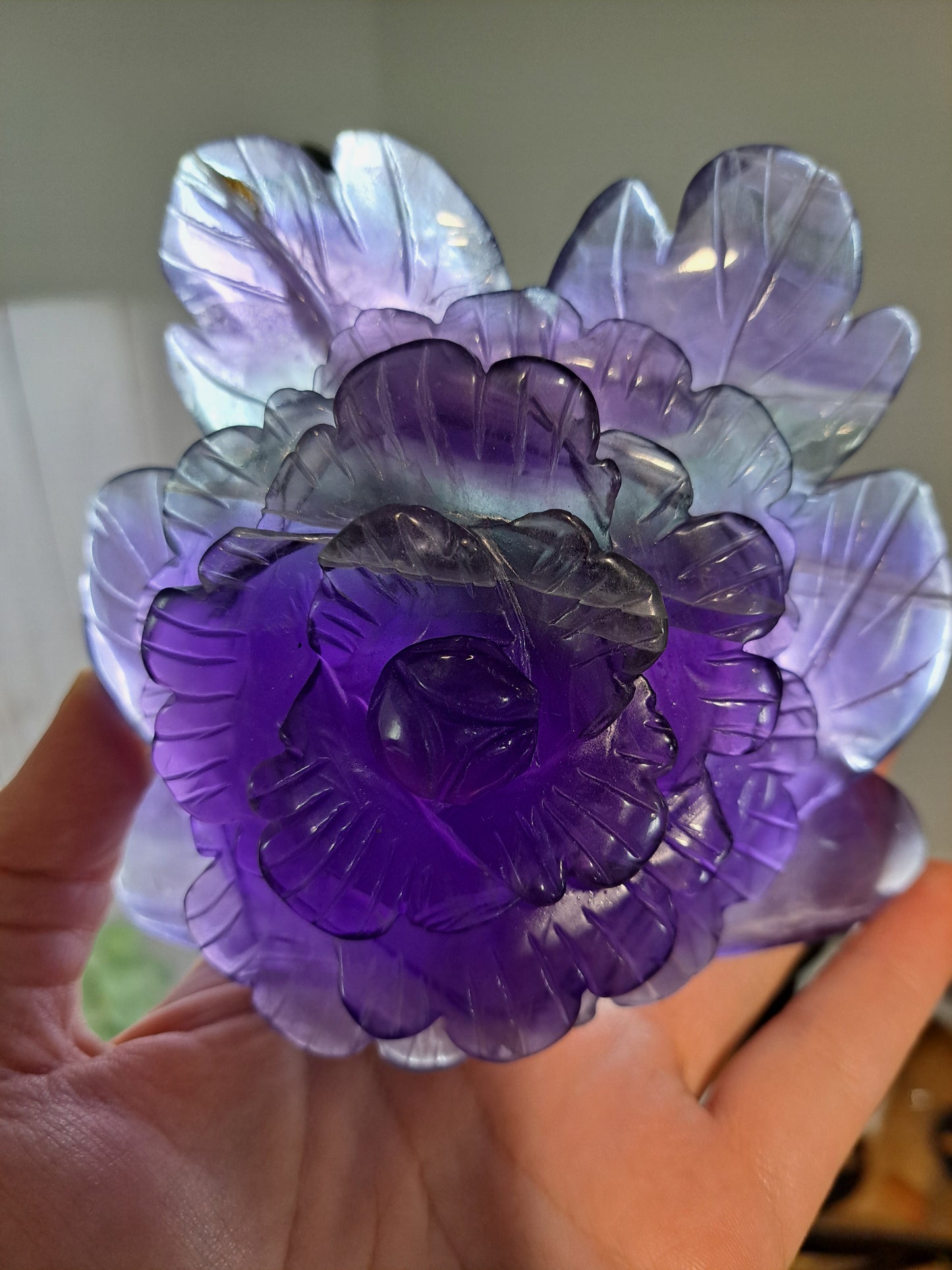 Fluorite Rose Carving