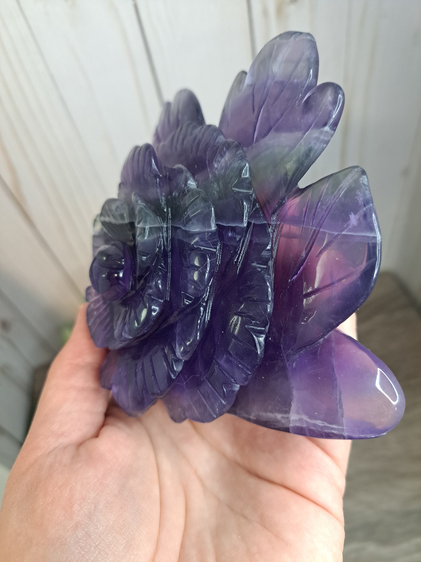 Fluorite Rose Carving