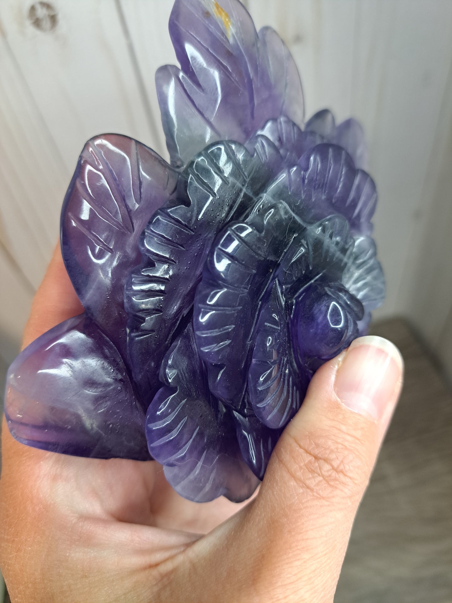 Fluorite Rose Carving