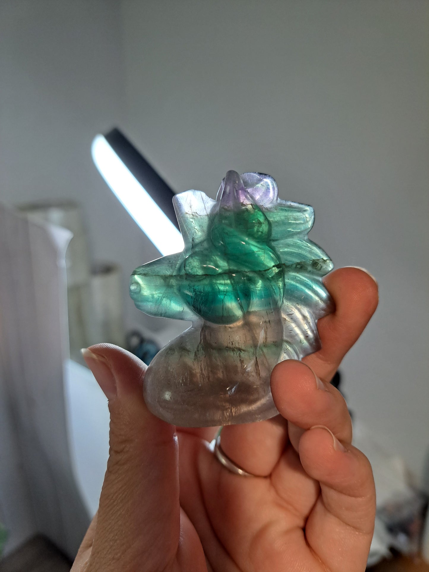 Unicorn Head - Fluorite Carving