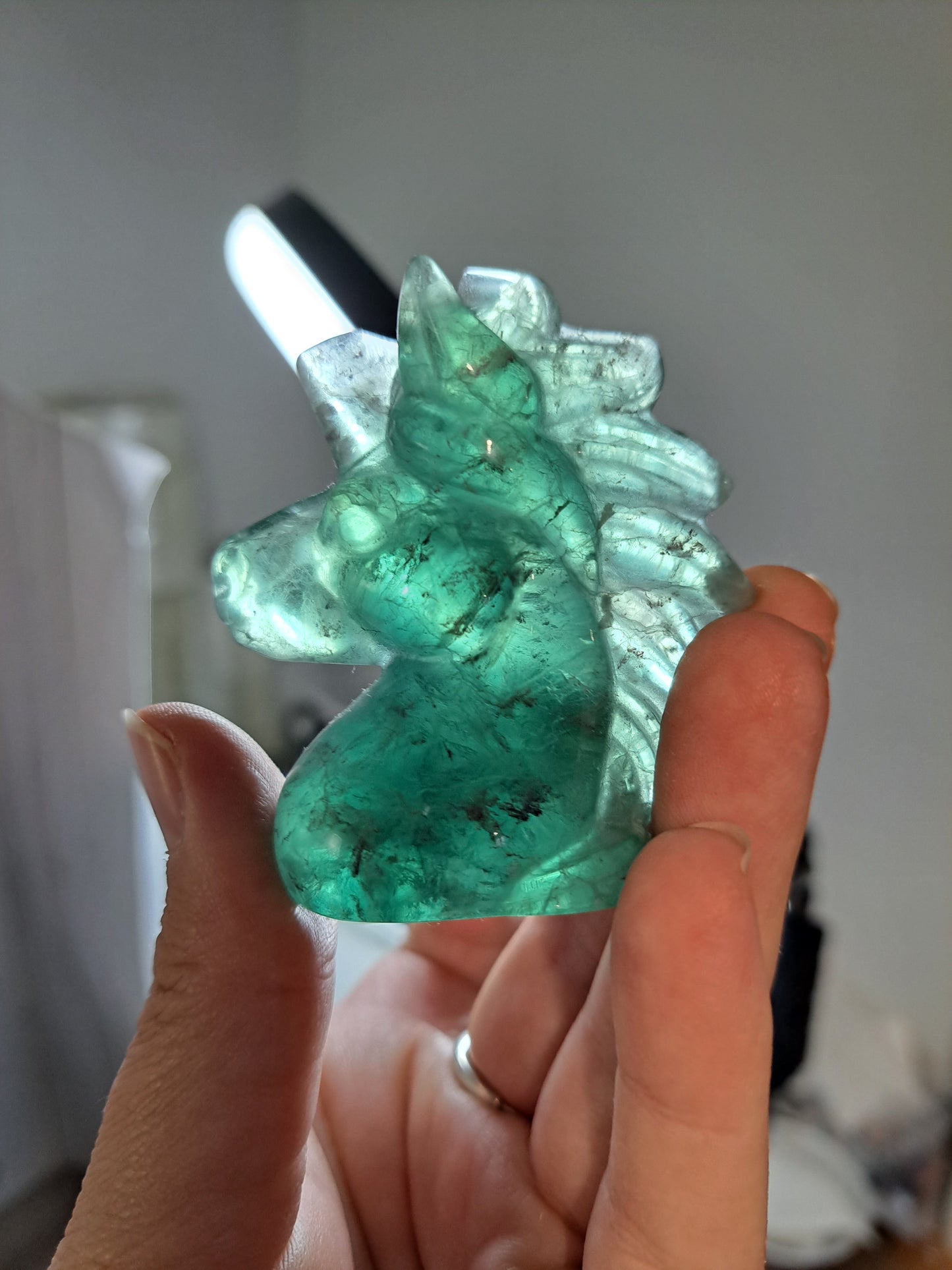 Unicorn Head - Fluorite Carving