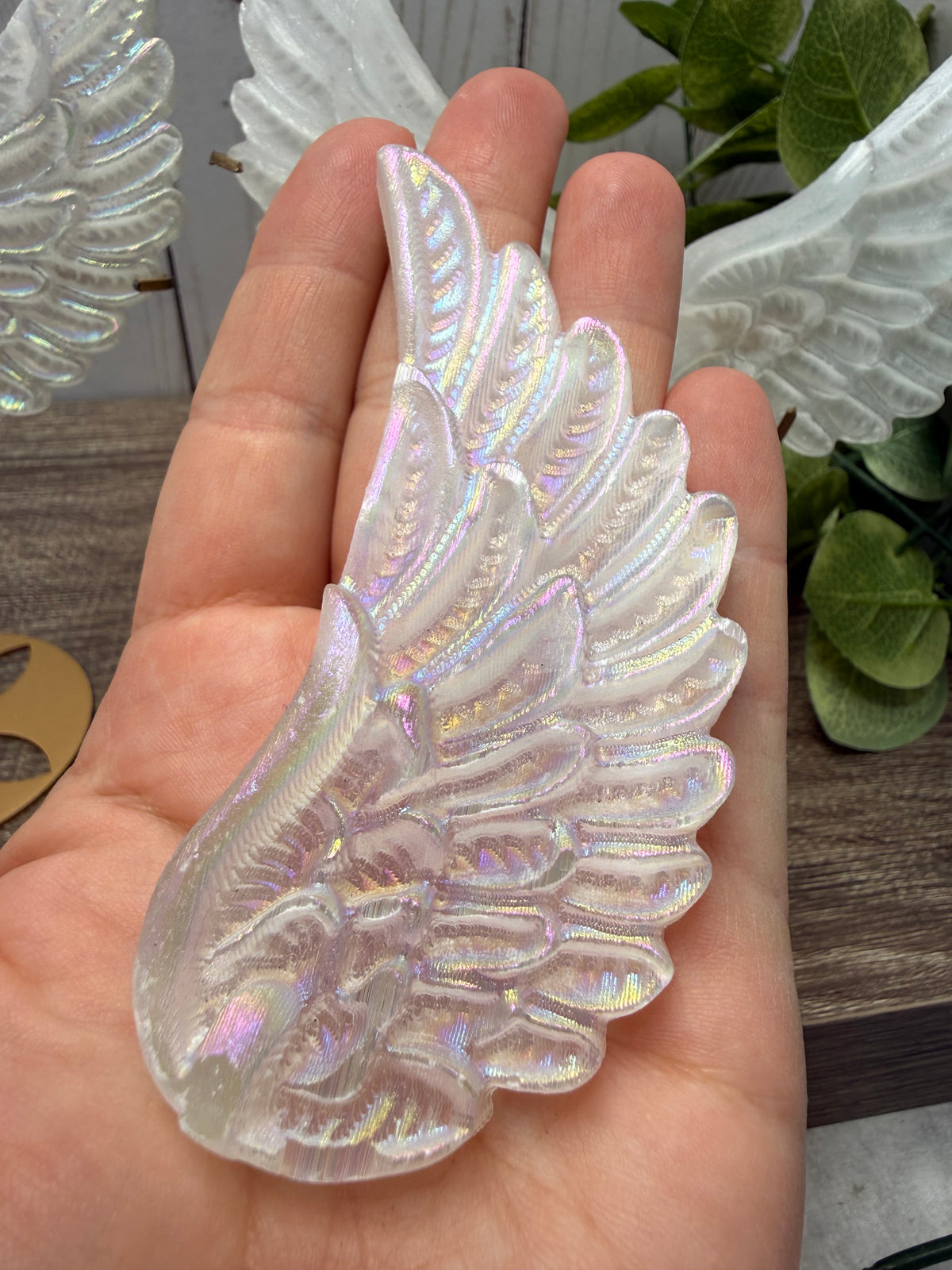 Small Selenite Wings with Stand