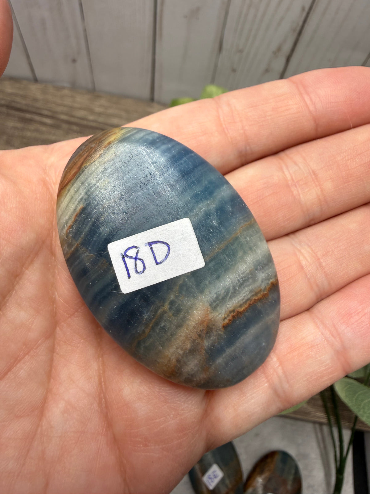 Blue Onyx Palm Stone
