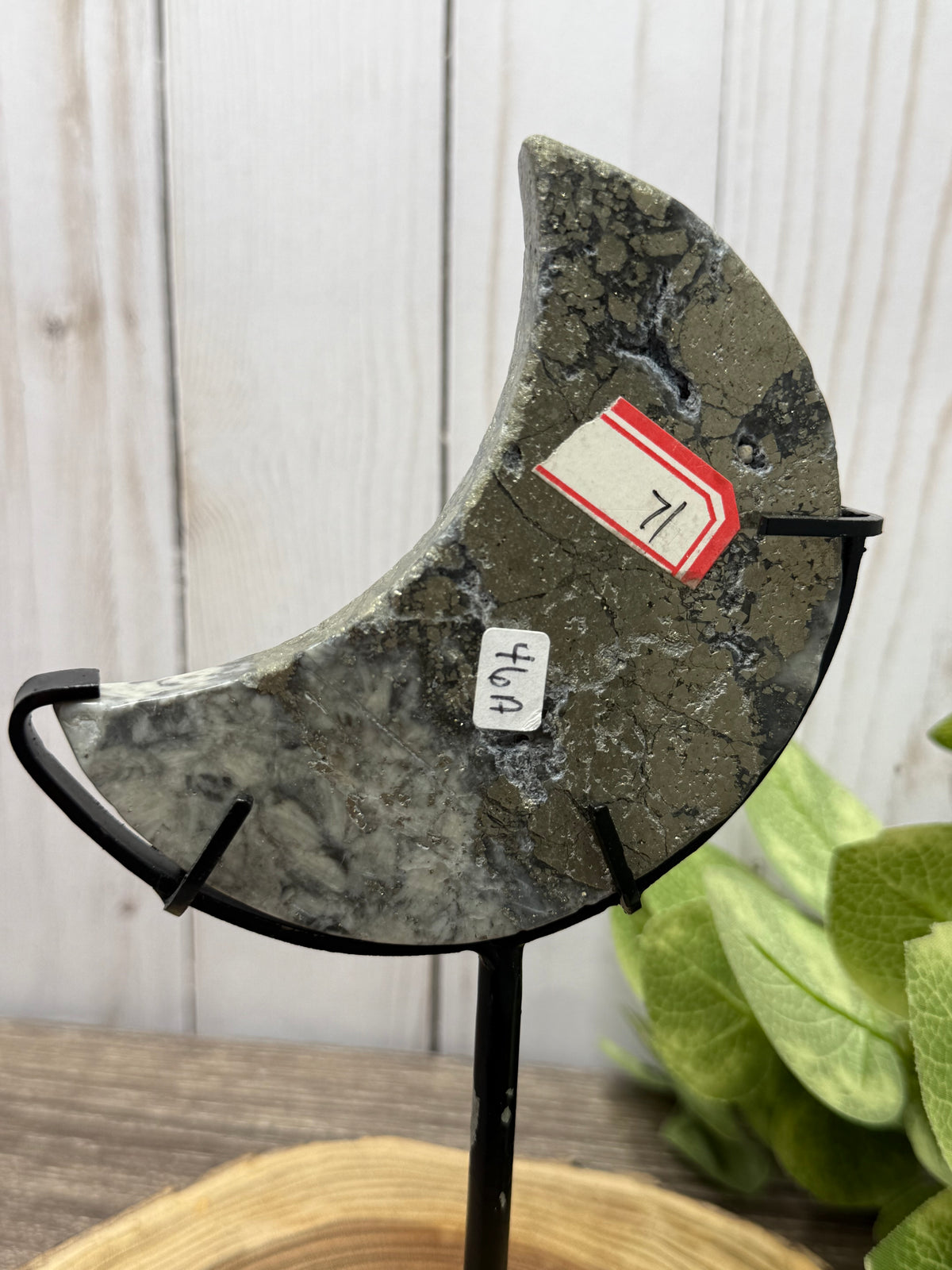 Agate and Pyrite Moon on Stand 46A
