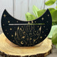Card Stand, Card Holder, Card Board - Wooden Half Moon, mystical hands, eye, moon