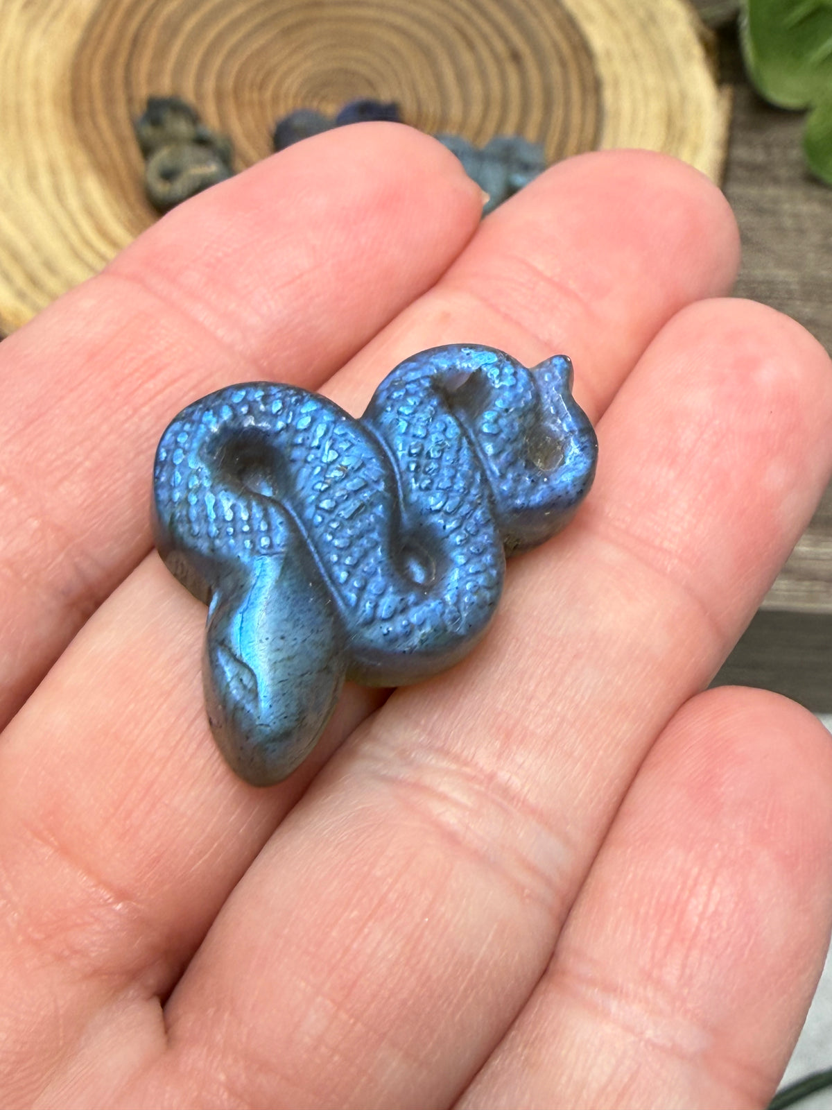 Small Labradorite Snake Carving