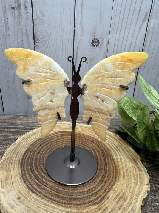 Butterfly Wings on Stand - Orange Calcite