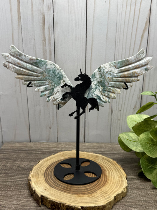 Pegasus Wings on Stand - Ocean Jasper