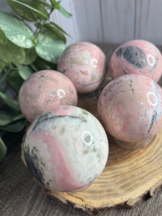 Pink Rhodonite Spheres