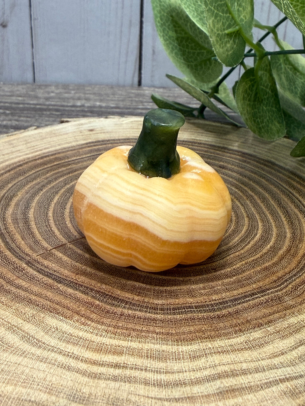 Pumpkin Carving - Orange Calcite and Green Jade