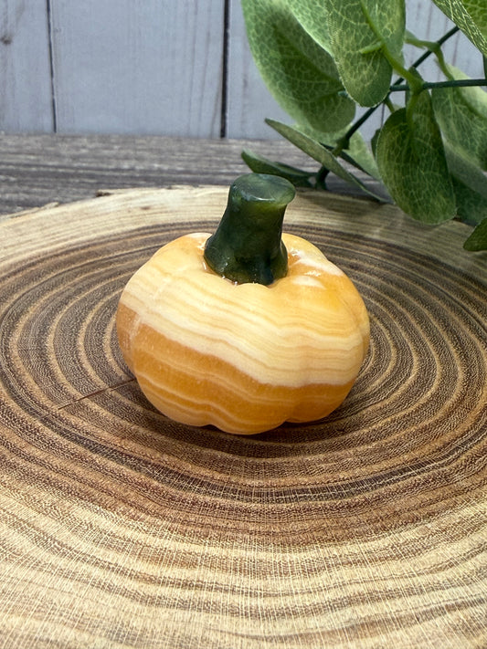Pumpkin Carving - Orange Calcite and Green Jade