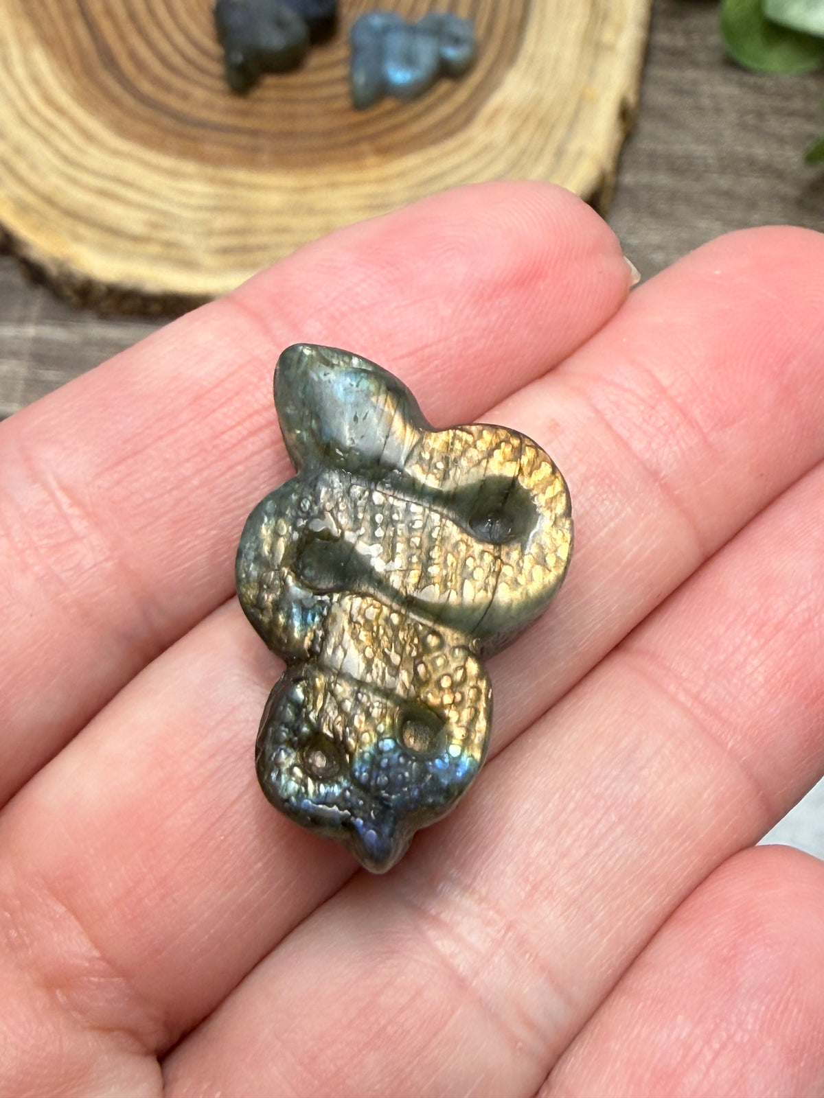 Small Labradorite Snake Carving