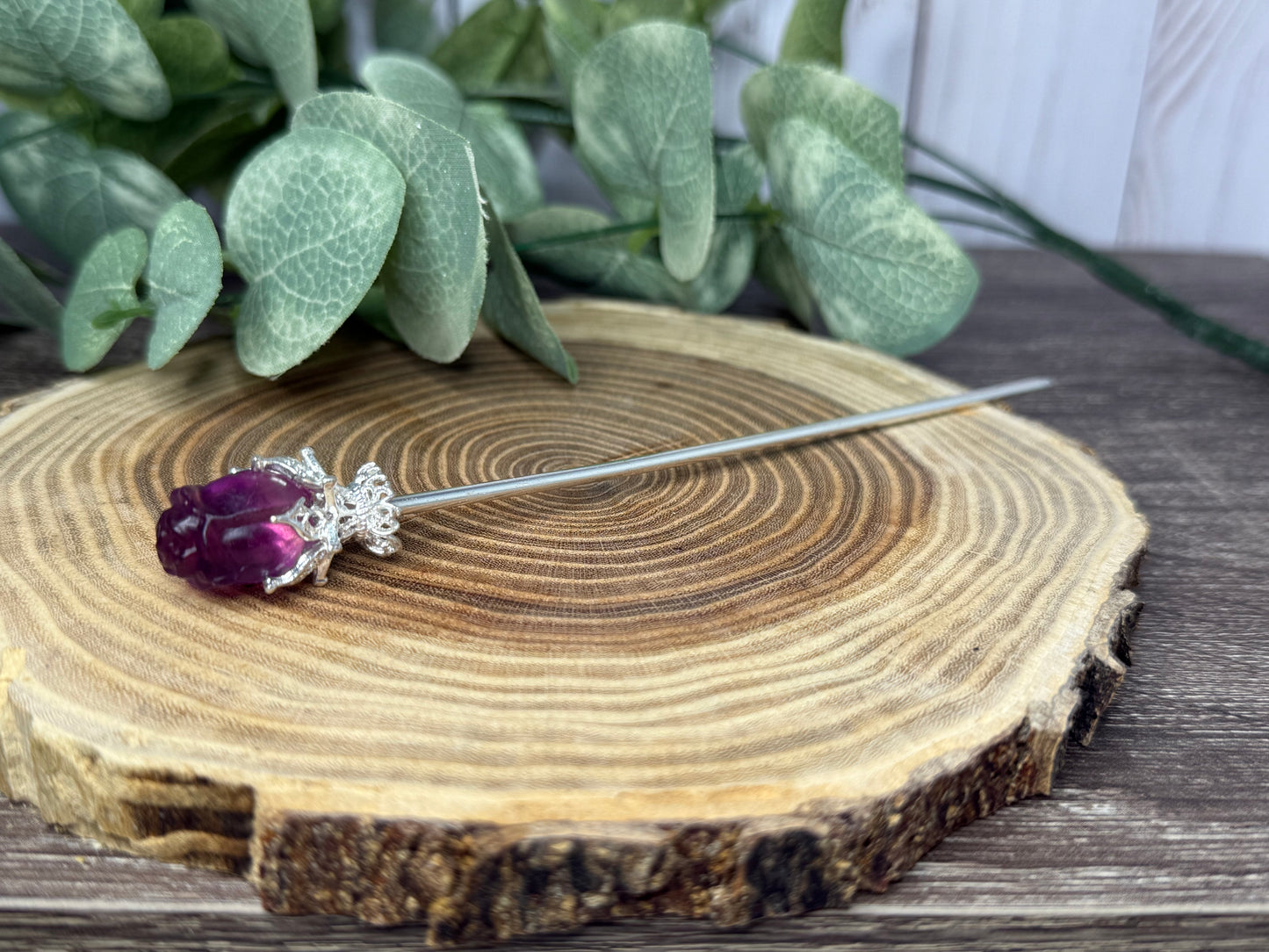 Fluorite Rose Hair Pins