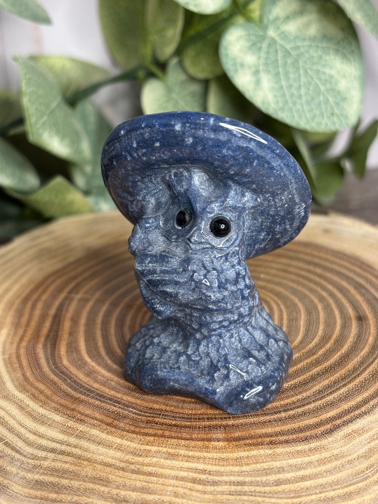 Owl with Mushroom Carvings