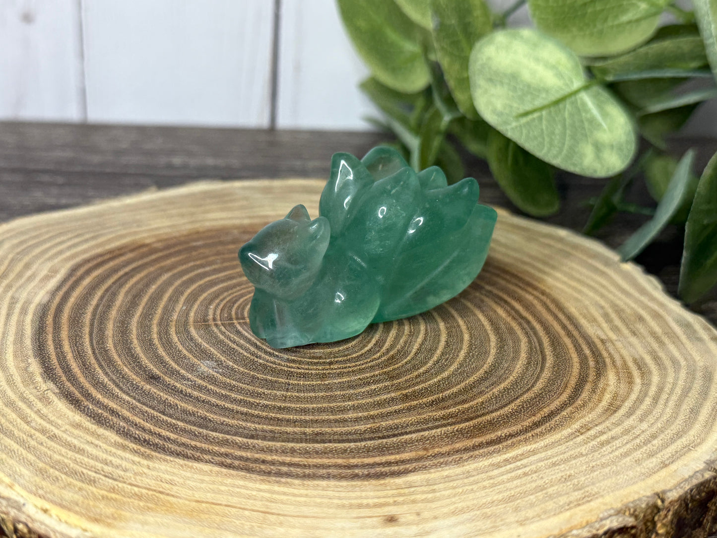 Nine Tailed Fox Fluorite Carvings