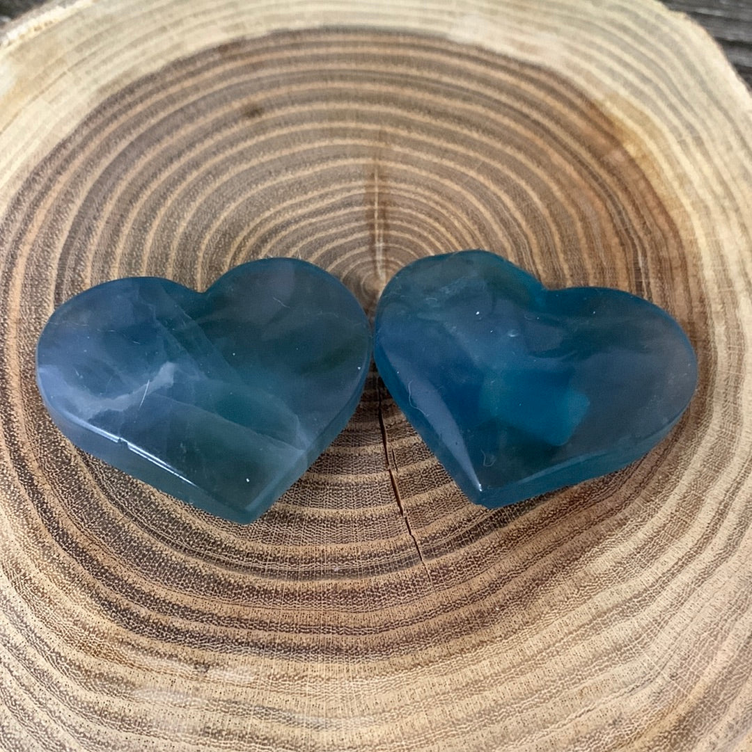 Blue Fluorite Carved Hearts