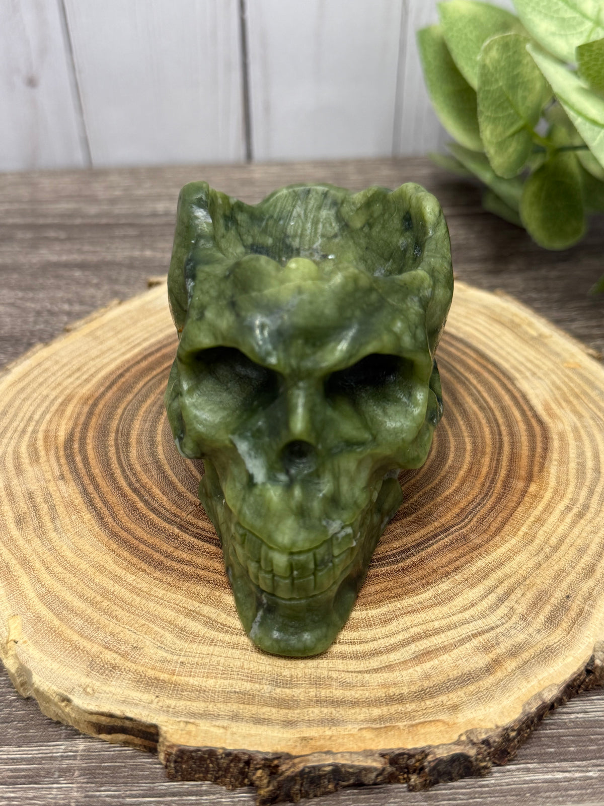Skull Bowl - Green Jade