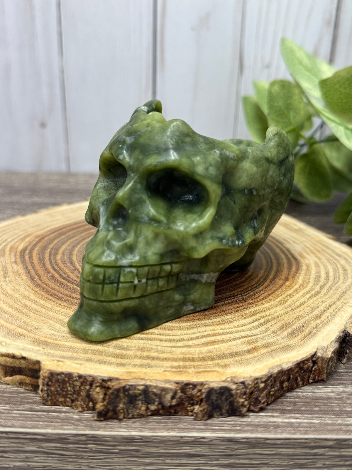 Skull Bowl - Green Jade