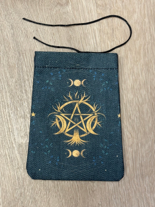 Card Deck or Crystal Pouch - Pentacle, Triple Moon, Tree