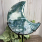 Moss Agate Moon on Stand