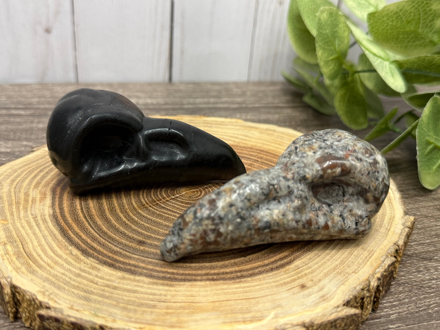 Obsidian & Yooperlite Bird Skulls/Head Carvings