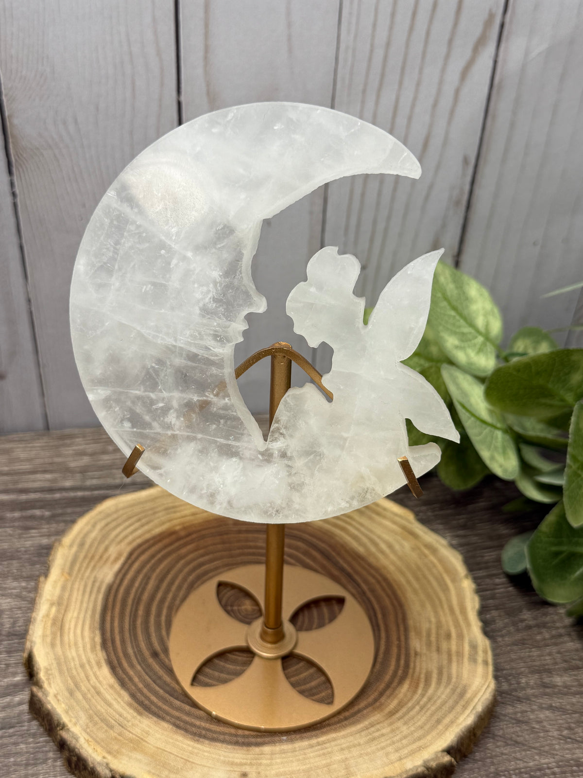 Fairy and Moon Carving on Stand