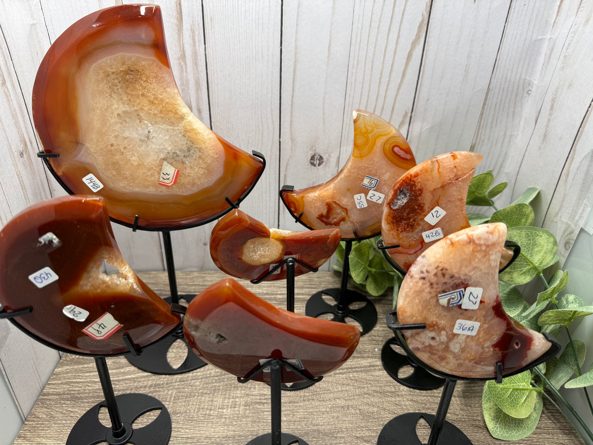 Carnelian Moons on Stands