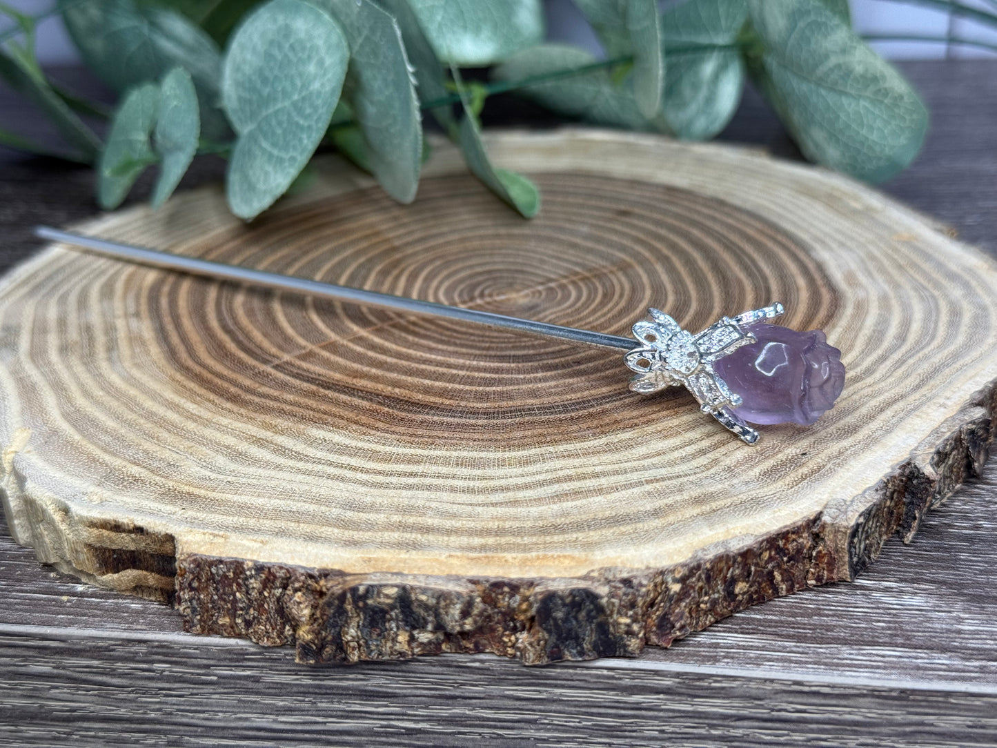 Fluorite Rose Hair Pins