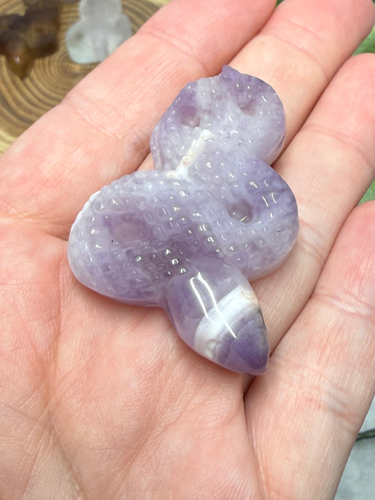 Snake Carving - Chevron Amethyst, Fluorite