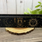 Card Stand, Card Holder, Card Board - Wooden Rectangle Moon, Sun, Triple Goddess (Black)