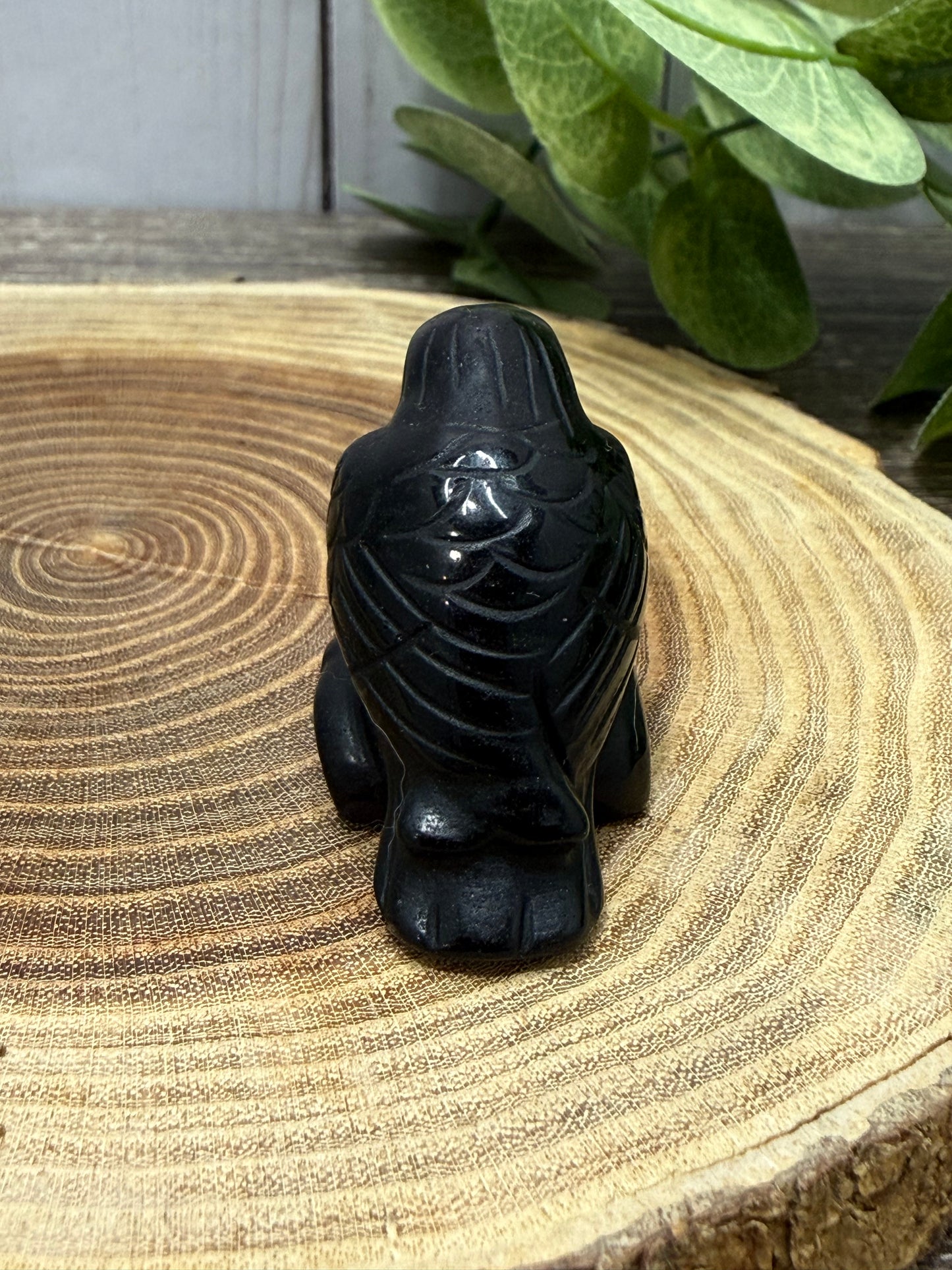 Raven Obsidian Carving - Medium SIze