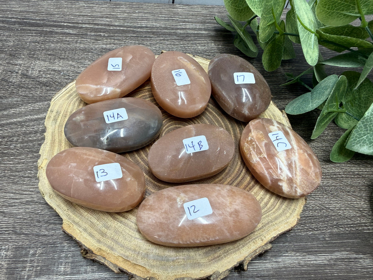 Peach Moonstone Palm Stones