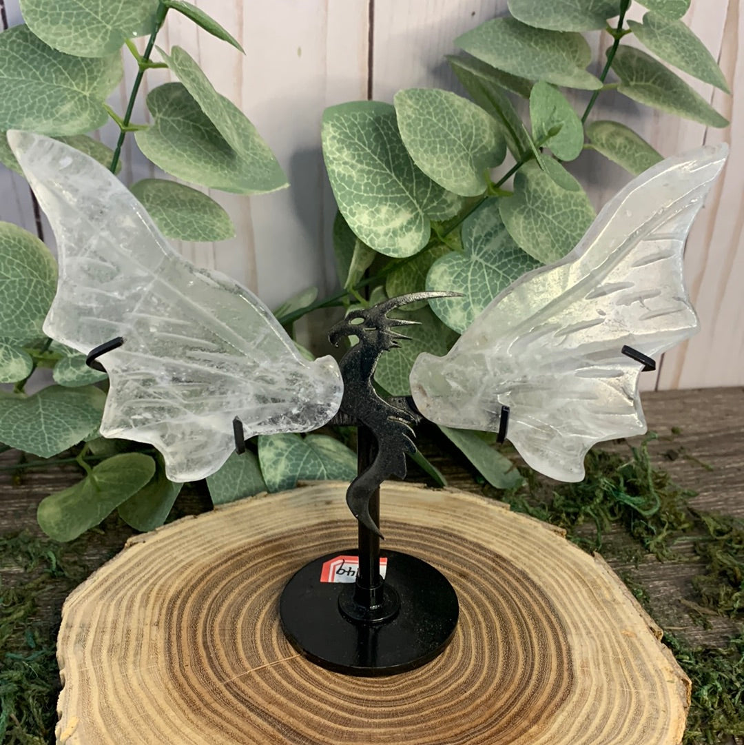 Dragon Wings on Stand - Clear Quartz Small