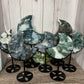 Moss Agate Moon on Stand